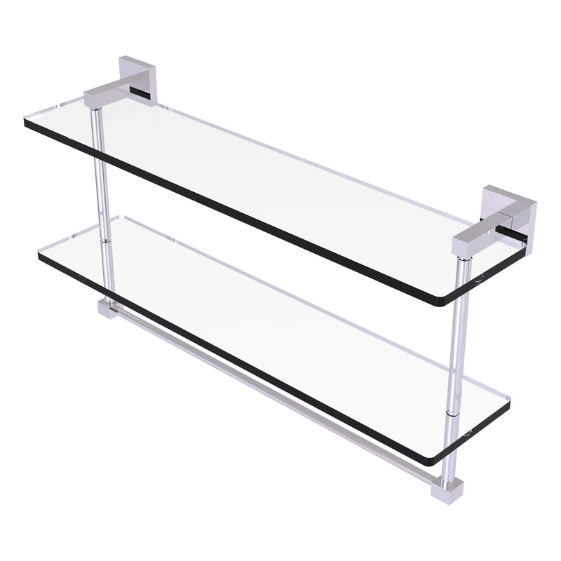 Montero Collection Two Tiered Glass Shelf with Integrated Towel Bar