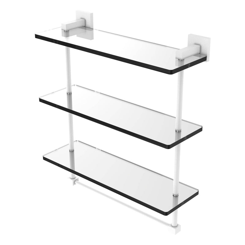 Montero Collection Triple Tiered Glass Shelf with integrated towel bar