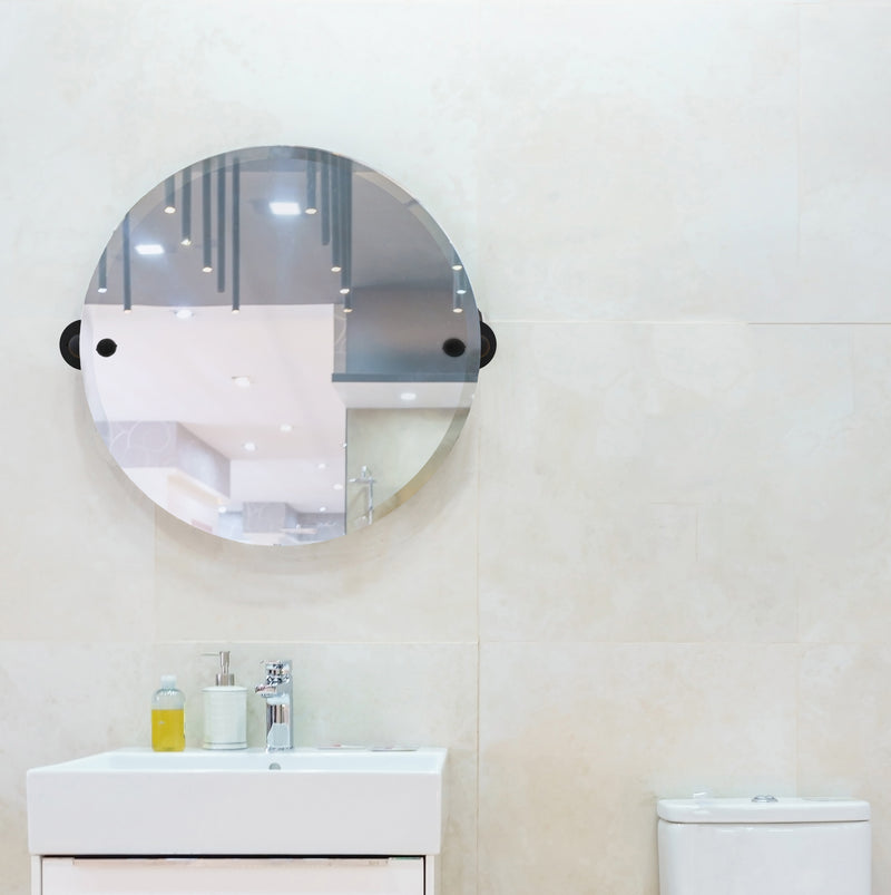Pipeline Collection Frameless Round Wall Mounted Tilt Mirror