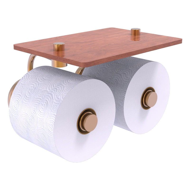 Prestige Skyline Collection 2 Roll Toilet Paper Holder with Wood Shelf