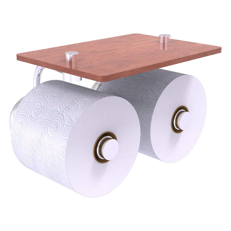 Prestige Skyline Collection 2 Roll Toilet Paper Holder with Wood Shelf