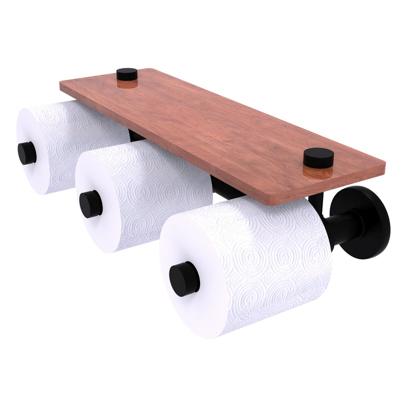 Prestige Skyline Collection Horizontal Reserve 3 Roll Toilet Paper Holder with Wood Shelf