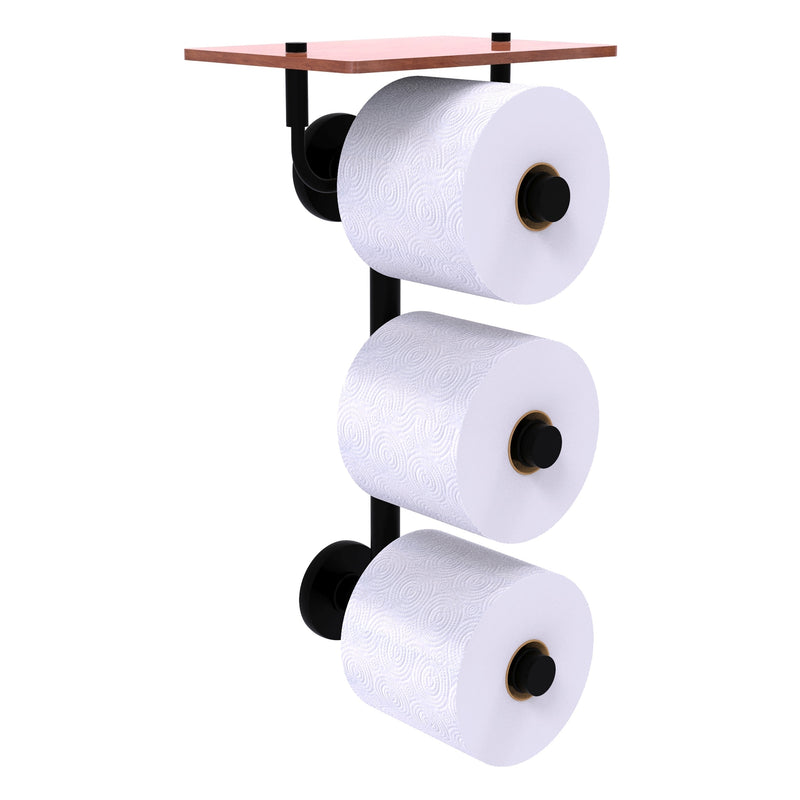 Prestige Skyline Porte-papier de toilette  3 rouleaux avec 茅tag猫re en bois