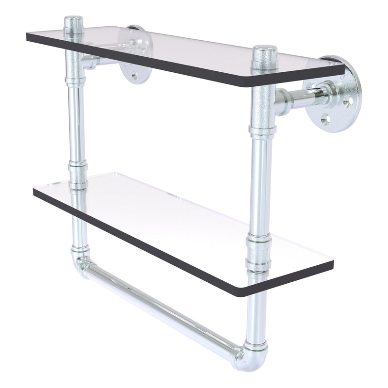 Pipeline Collection Doulbe Glass Shelf with Towel Bar