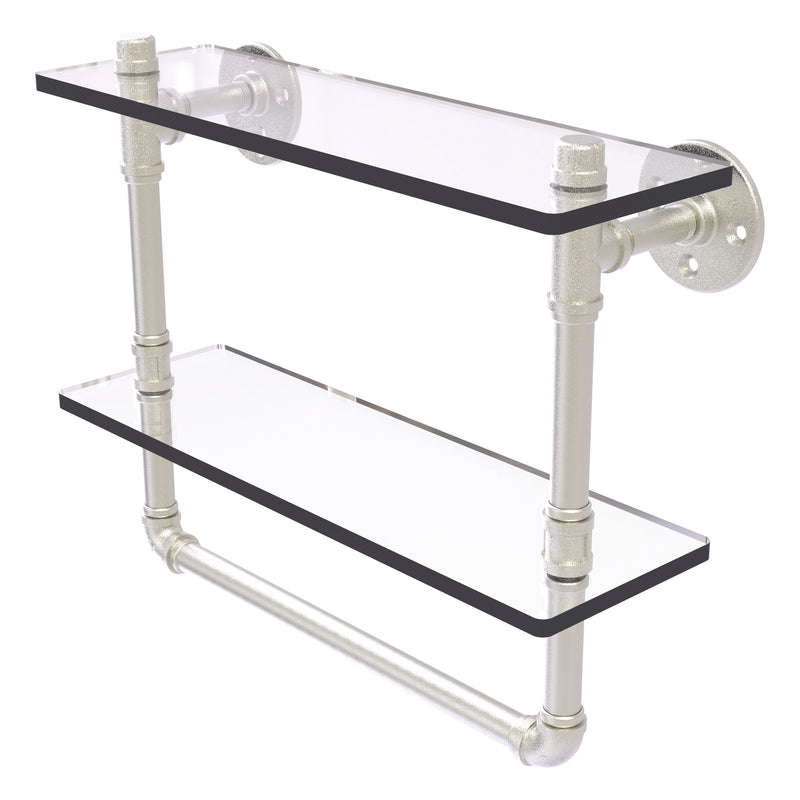 Pipeline Collection Doulbe Glass Shelf with Towel Bar