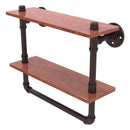Pipeline Collection Double Ironwood Shelf with Towel Bar