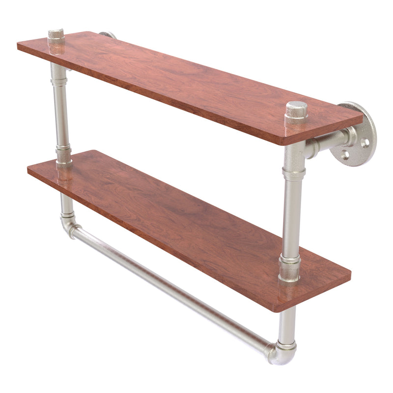 Pipeline Collection Double Ironwood Shelf with Towel Bar
