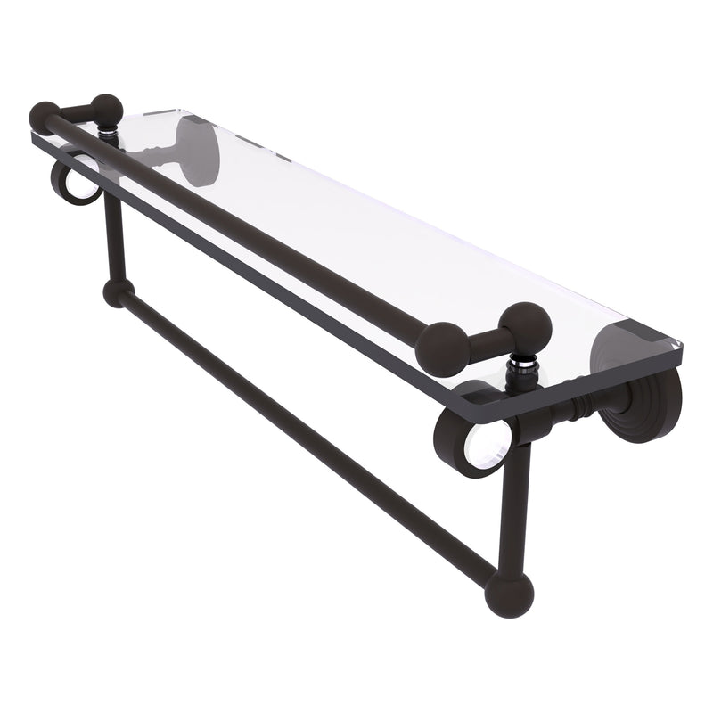 Pacific Grove Collection Glass Shelf with Gallery Rail and Towel Bar with Smooth Accents