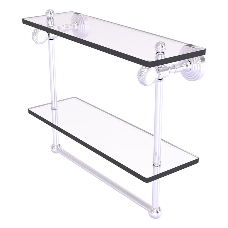 Pacific Grove Collection Double Glass Shelf  with Towel Bar with Twisted Accents