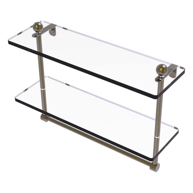 Prestige Regal Collection Two Tiered Glass Shelf with Integrated Towel Bar