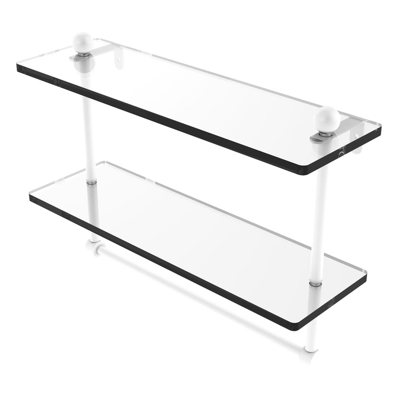 Prestige Regal Collection Two Tiered Glass Shelf with Integrated Towel Bar