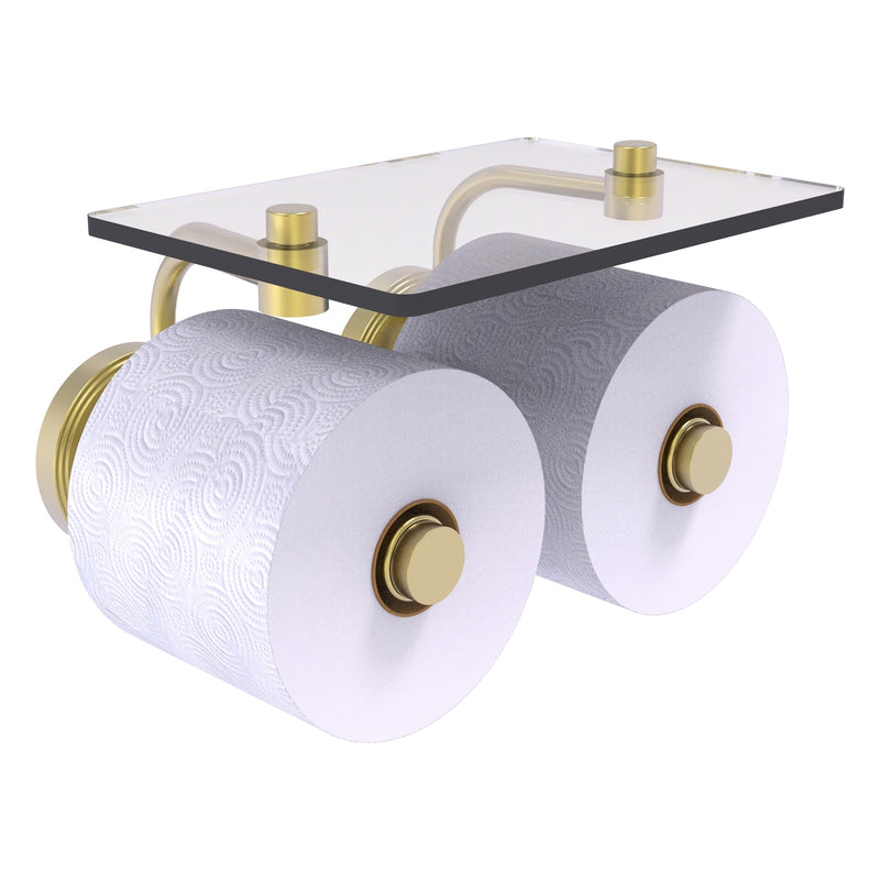 Prestige Regal Collection 2 Roll Toilet Paper Holder with Glass Shelf