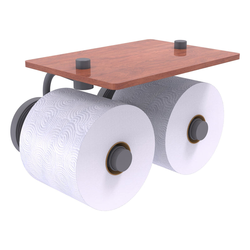 Prestige Regal Collection 2 Roll Toilet Paper Holder with Wood Shelf