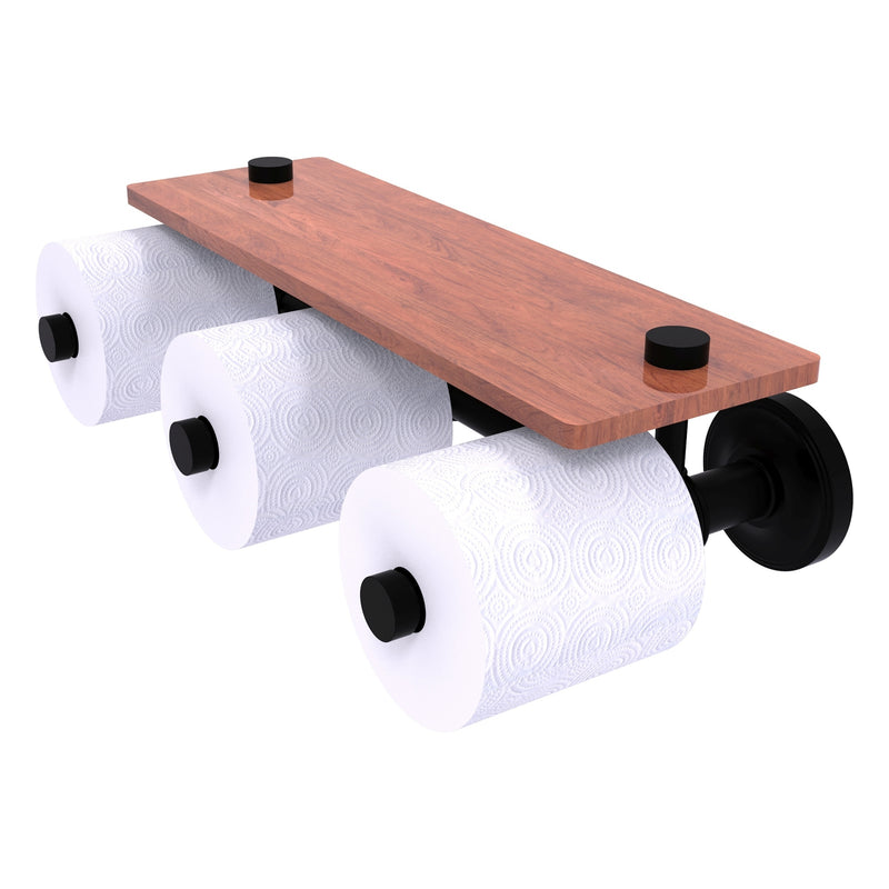Prestige Regal Collection Horizontal Reserve 3 Roll Toilet Paper Holder with Wood Shelf