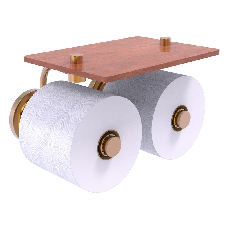 Que New Collection 2 Roll Toilet Paper Holder with Wood Shelf