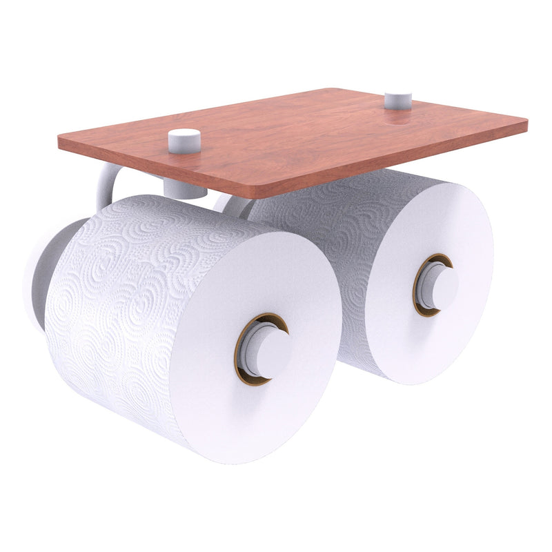 Que New Collection 2 Roll Toilet Paper Holder with Wood Shelf