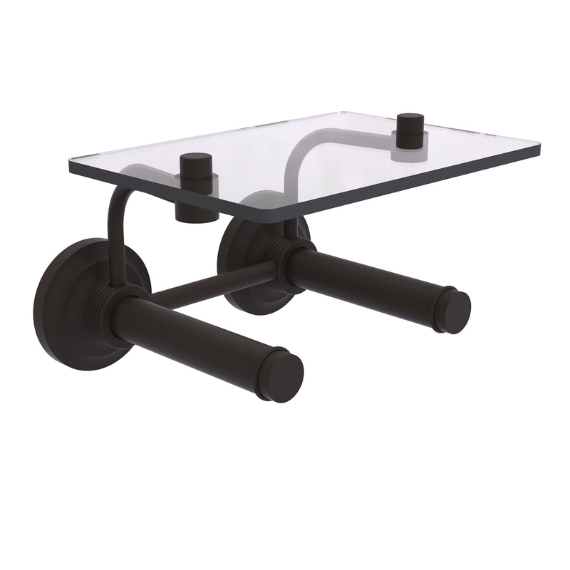 Que New Collection 2 Roll Toilet Paper Holder with Glass Shelf