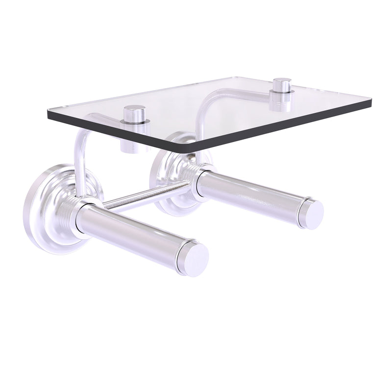 Que New Collection 2 Roll Toilet Paper Holder with Glass Shelf