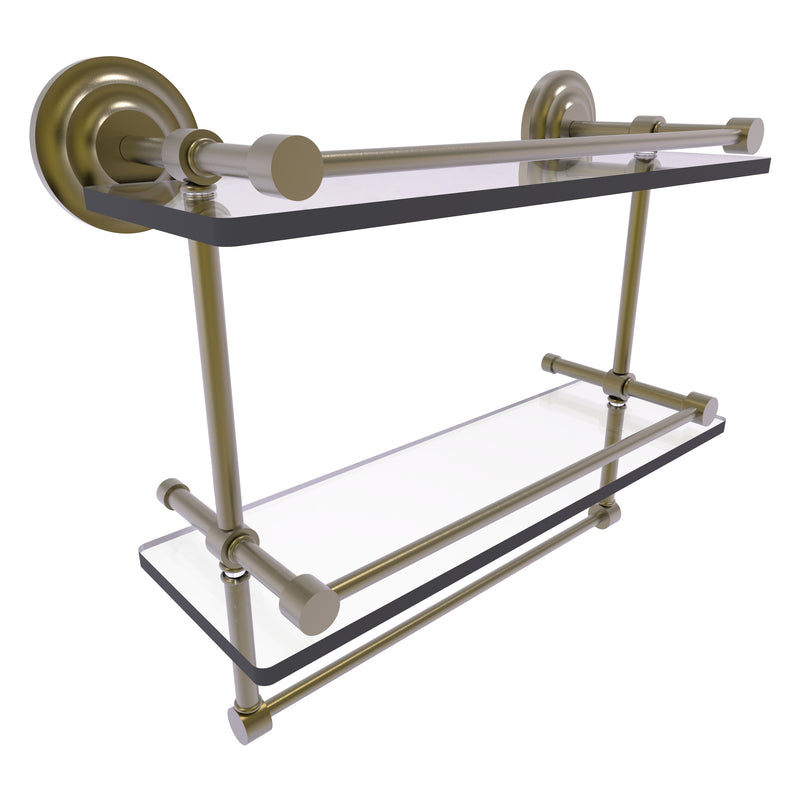 Que New Collection Gallery Rail Double Glass Shelf with Towel Bar