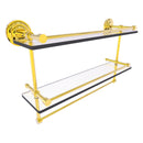 Que New Collection Gallery Rail Double Glass Shelf with Towel Bar