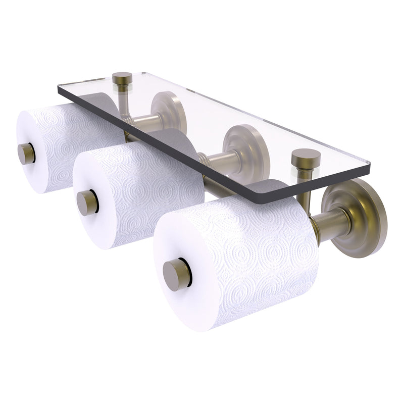 Porte-papier de toilette horizontal 脿 3 rouleaux de r茅serve avec 茅tag猫re en verre de collection Que New
