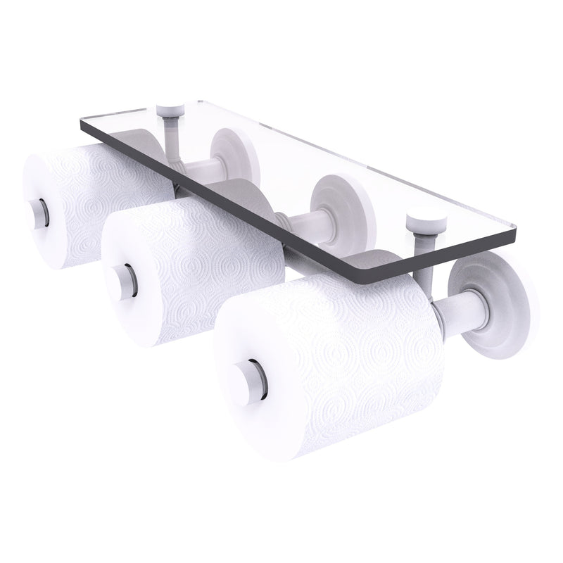 Porte-papier de toilette horizontal 脿 3 rouleaux de r茅serve avec 茅tag猫re en verre de collection Que New
