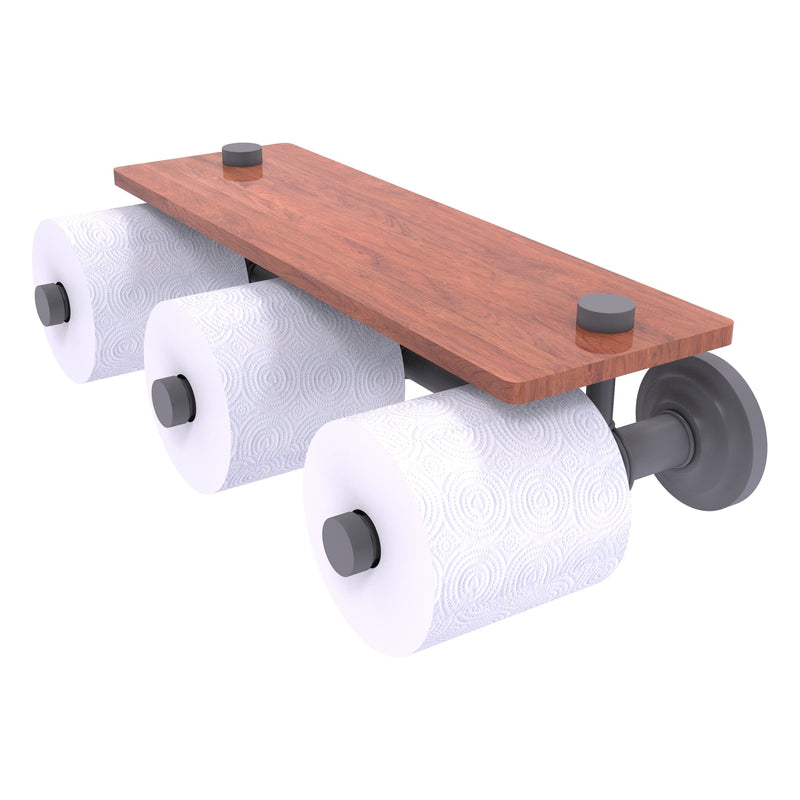 Que New Collection Horizontal Reserve 3 Roll Toilet Paper Holder with Wood Shelf