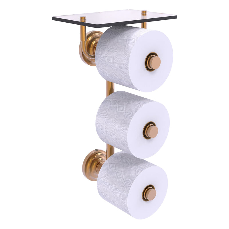 Que New Collection 3 Roll Toilet Paper Holder with Glass Shelf