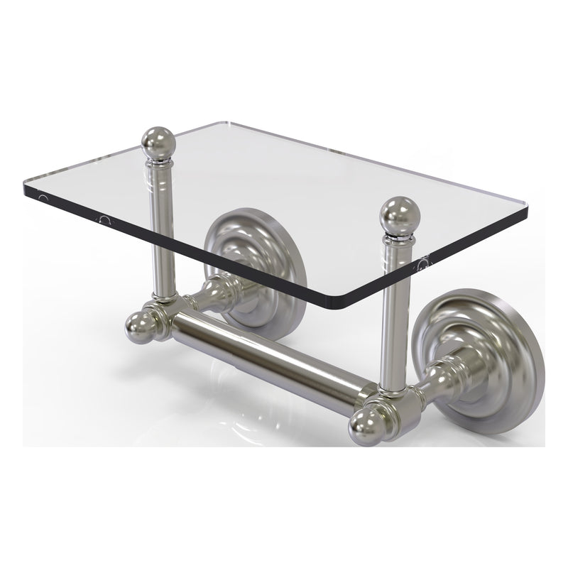 Que New Collection Two Post Toilet Tissue Holder with Glass Shelf