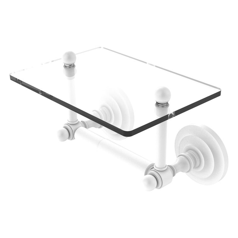 Que New Collection Two Post Toilet Tissue Holder with Glass Shelf