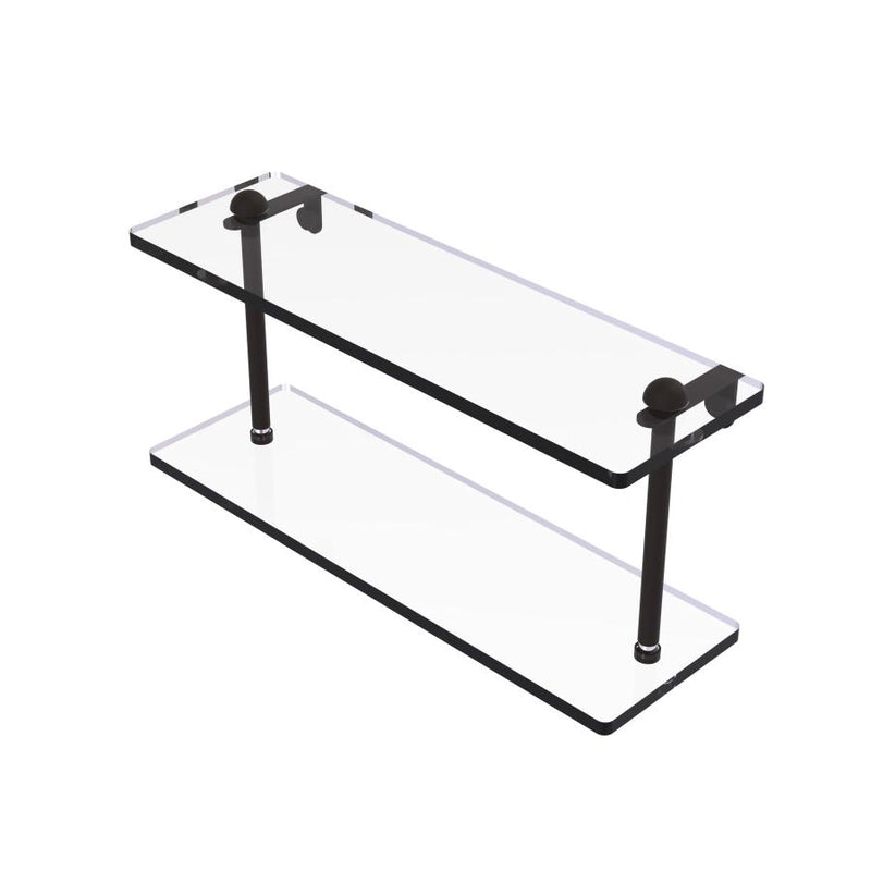 Two Tiered Glass Vanity Shelf with Beveled Edges