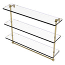 Triple Tiered Glass Shelf with Integrated Towel Bar