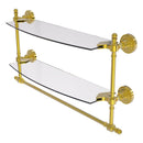 Retro Dot Collection Two Tiered Glass Shelf with Integrated Towel Bar