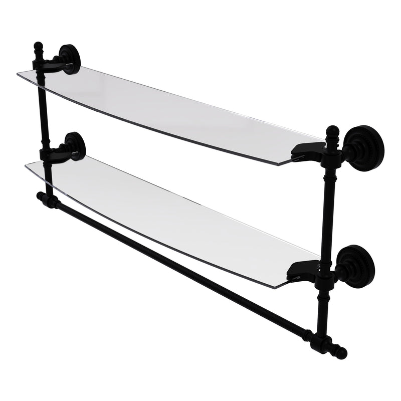 Retro Dot Collection Two Tiered Glass Shelf with Integrated Towel Bar