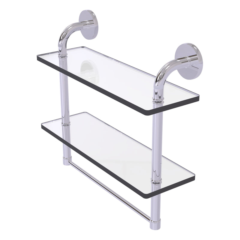 Remi Collection Two Tiered Glass Shelf with Integrated Towel Bar