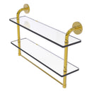 Remi Collection Two Tiered Glass Shelf with Integrated Towel Bar