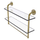 Remi Collection Two Tiered Glass Shelf with Integrated Towel Bar