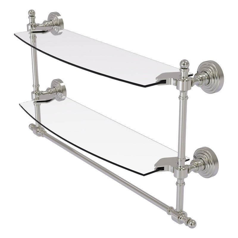 Retro Wave Collection Two Tiered Glass Shelf with Integrated Towel Bar