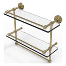 Waverly Place Collection Gallery Rail Double Glass Shelf with Towel Bar