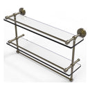 Waverly Place Collection Gallery Rail Double Glass Shelf with Towel Bar