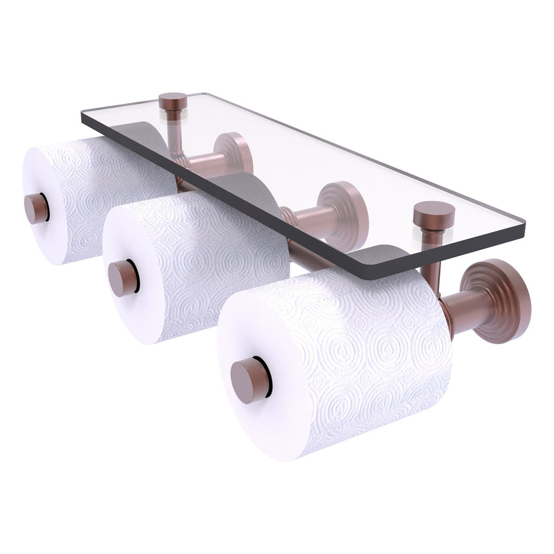 Waverly Place Collection Horizontal Reserve 3 Roll Toilet Paper Holder with Glass Shelf