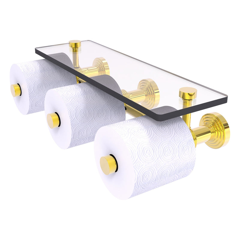 Waverly Place Porte-papier de toilette horizontal  3 rouleaux de r茅serve avec 茅tag猫re en verre