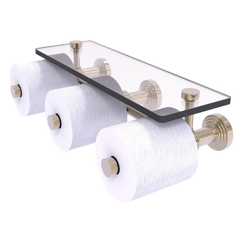Waverly Place Porte-papier de toilette horizontal  3 rouleaux de r茅serve avec 茅tag猫re en verre