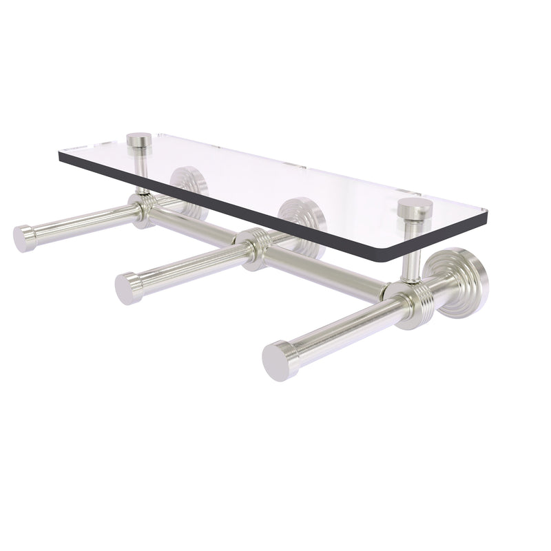 Waverly Place Collection Horizontal Reserve 3 Roll Toilet Paper Holder with Glass Shelf