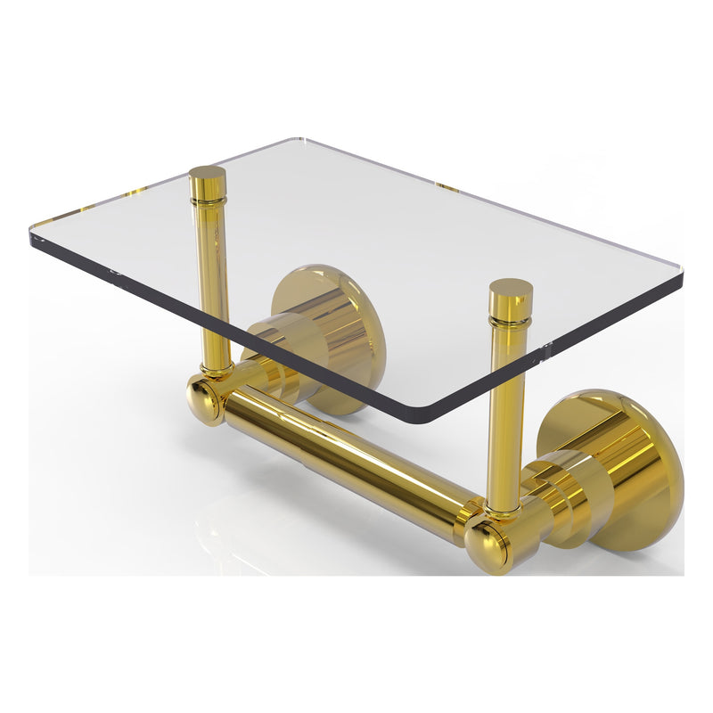 Washington Square Collection Two Post Toilet Tissue Holder with Glass Shelf